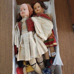 VINTAGE DOLLS three and clown marionette puppet